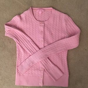 Lilly Pulitzer cardigan cable knit pink cotton xs